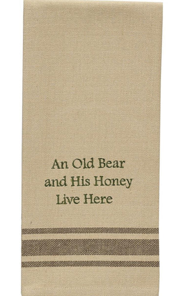 An Old Bear And Honey Live Here Dishtowel - Set of 2 Park Designs - The Fox Decor